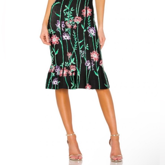 BCBGMAXAZRIA Floral Midi Knit Dress 👗 Medium ❤️ HL - Picture 6 of 14